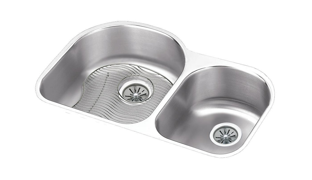 Elkay Tarja Lustertone® Classic Acero Inoxidable 31-1/4" x 20" x 7-1/2" Offset 60/40 de Dos Tazones Bajo Cubierta — vista de producto