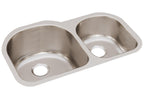 Elkay Tarja Lustertone® Classic Acero Inoxidable 31-1/4" x 20" x 10" Offset 60/40 Double Bajo Cubierta con Perfect Drain® — vista de producto