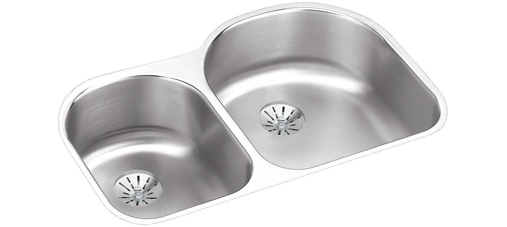 Elkay Tarja Lustertone® Classic Acero Inoxidable 31-1/4" x 20" x 7-1/2" Offset 40/60 Double Bajo Cubierta con Perfect Drain® — vista de producto