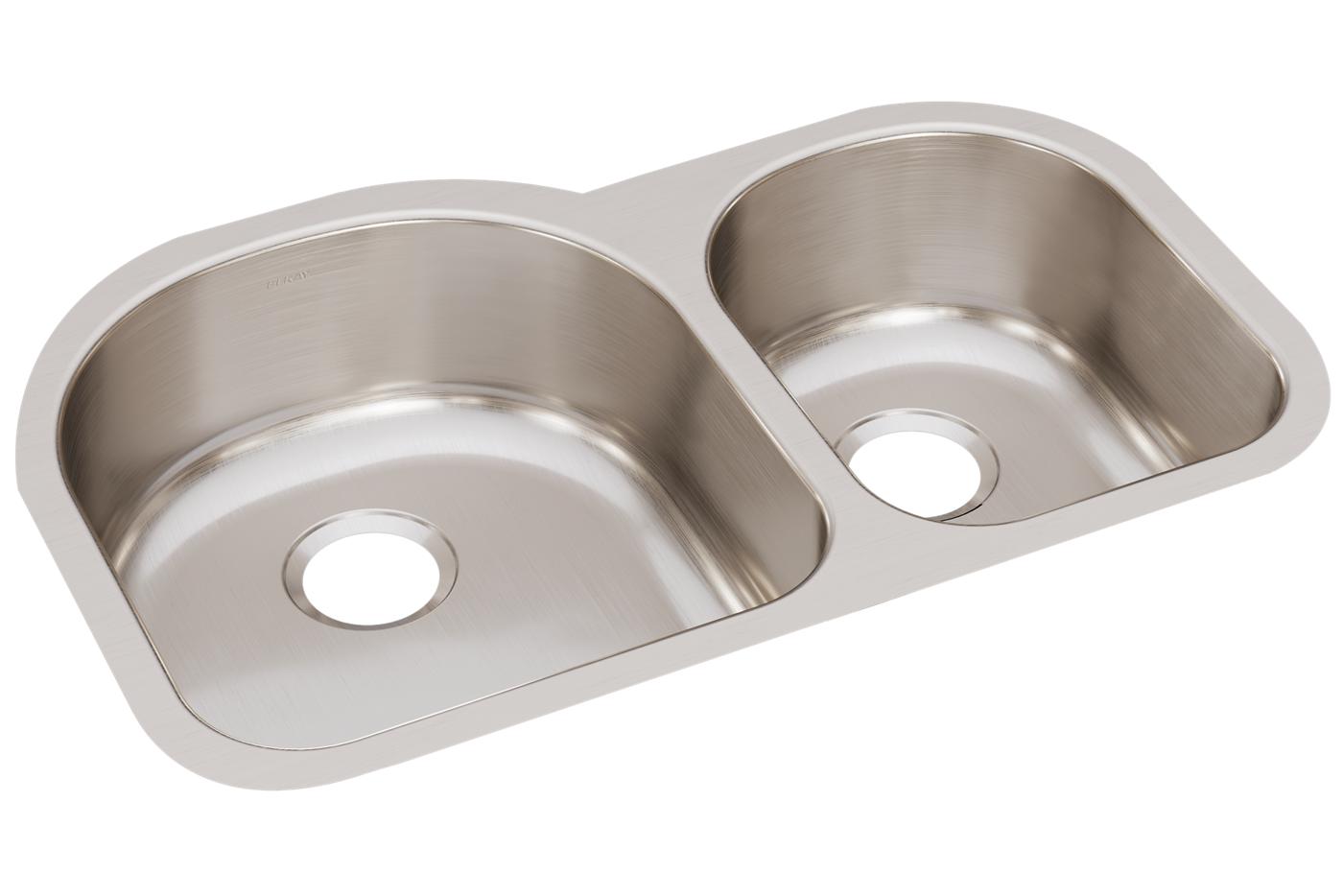 Elkay Tarja Lustertone® Classic Acero Inoxidable 31-1/4" x 20" x 7-1/2" Offset 60/40 Double Bajo Cubierta con Perfect Drain® — vista de producto
