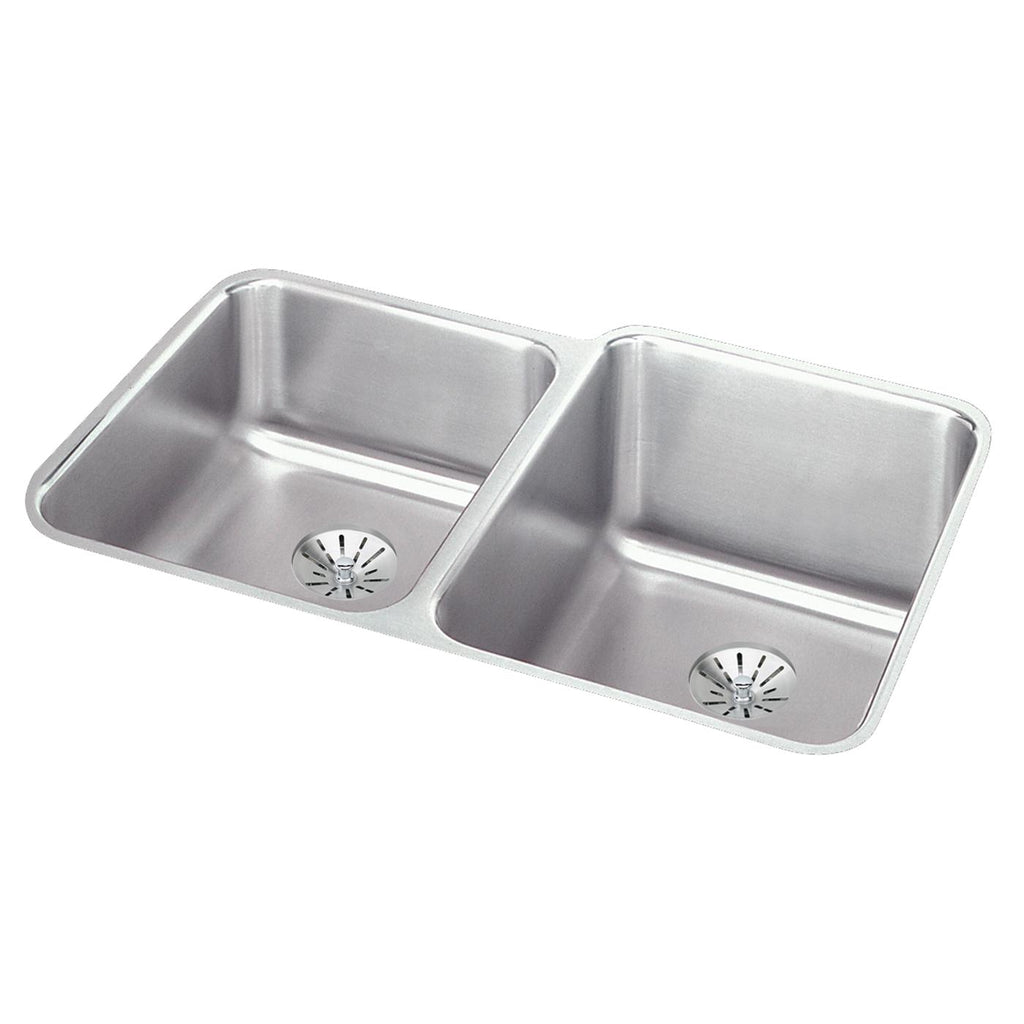 Elkay Tarja Lustertone® Classic Acero Inoxidable 31-1/4" x 20-1/2" x 9-7/8" Offset 40/60 Bowl Bajo Cubierta con Perfect Drain® — vista de producto