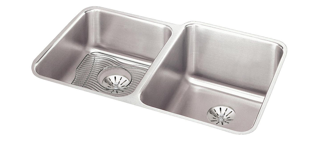 Elkay Tarja Lustertone® Classic Acero Inoxidable 31-1/4" x 20-1/2" x 9-7/8" Offset 40/60 de Dos Tazones Bajo Cubierta (Kit) — vista de producto