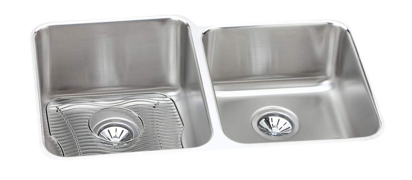 Elkay Tarja Lustertone® Classic Acero Inoxidable 31-1/4" x 20-1/2" x 9-7/8" Offset 40/60 de Dos Tazones Bajo Cubierta (Kit) — vista de producto