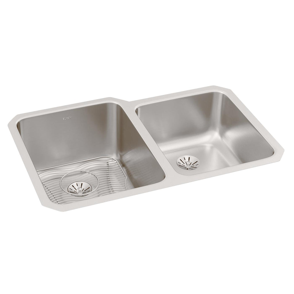 Elkay Tarja Lustertone® Classic Acero Inoxidable 31-1/4" x 20-1/2" x 4-3/8" de Dos Tazones Bajo Cubierta ADA con Perfect Drain® — vista de producto