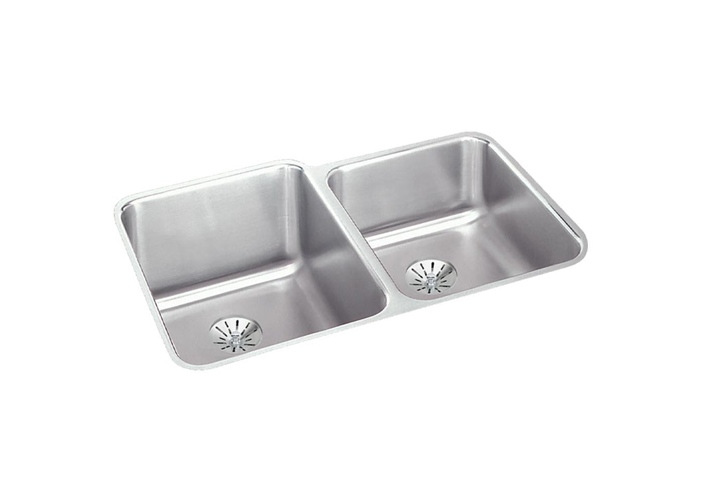 Elkay Tarja Lustertone® Classic Acero Inoxidable 31-1/4" x 20-1/2" x 9-7/8" Offset 60/40 Bowl Bajo Cubierta con Perfect Drain® — vista de producto