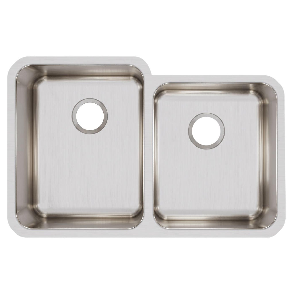 Elkay Tarja Lustertone® Classic Acero Inoxidable 31-1/4" x 20-1/2" x 9-7/8" Offset de Dos Tazones Bajo Cubierta — vista de producto