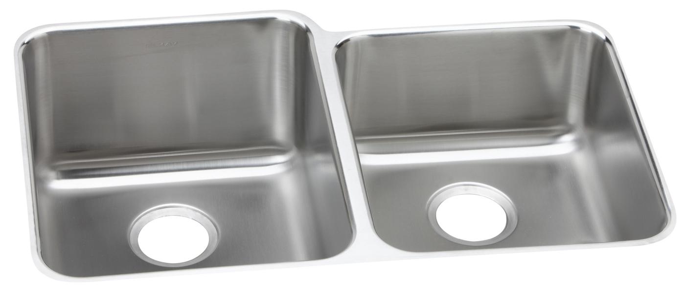 Elkay Tarja Lustertone® Classic Acero Inoxidable 31-1/4" x 20-1/2" x 4-3/8" Offset de Dos Tazones ADA Bajo Cubierta — vista de producto