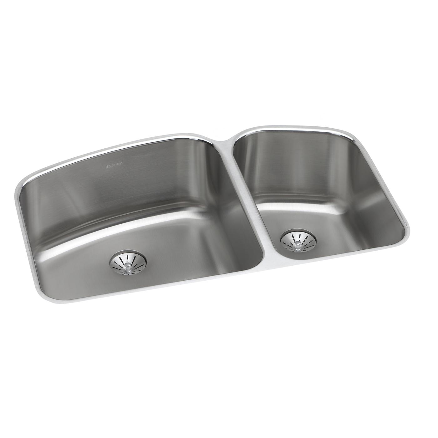 Elkay Tarja Lustertone® Classic Acero Inoxidable 33" x 22" x 9" de Dos Tazones Iguales de Doble Montaje with Perfect Drain® — vista de producto