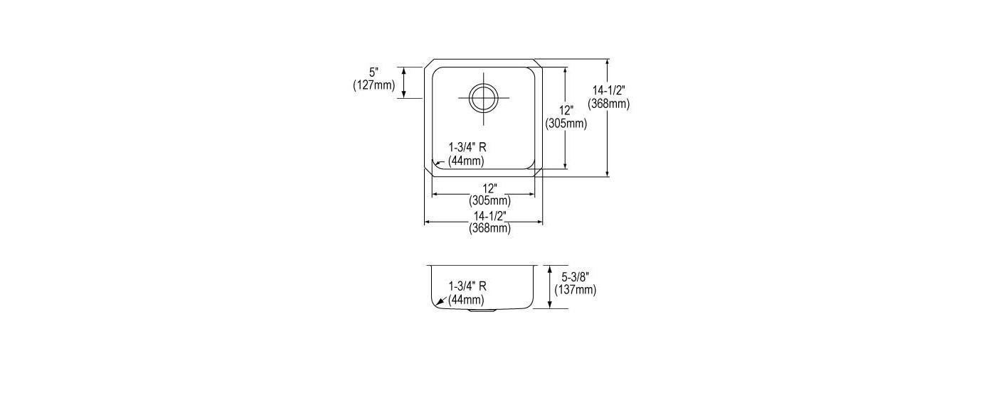 Elkay Tarja Lustertone® Classic Acero Inoxidable 14-1/2" x 14-1/2" x 5-3/8" de Un Tazón ADA Bajo Cubierta — vista de producto