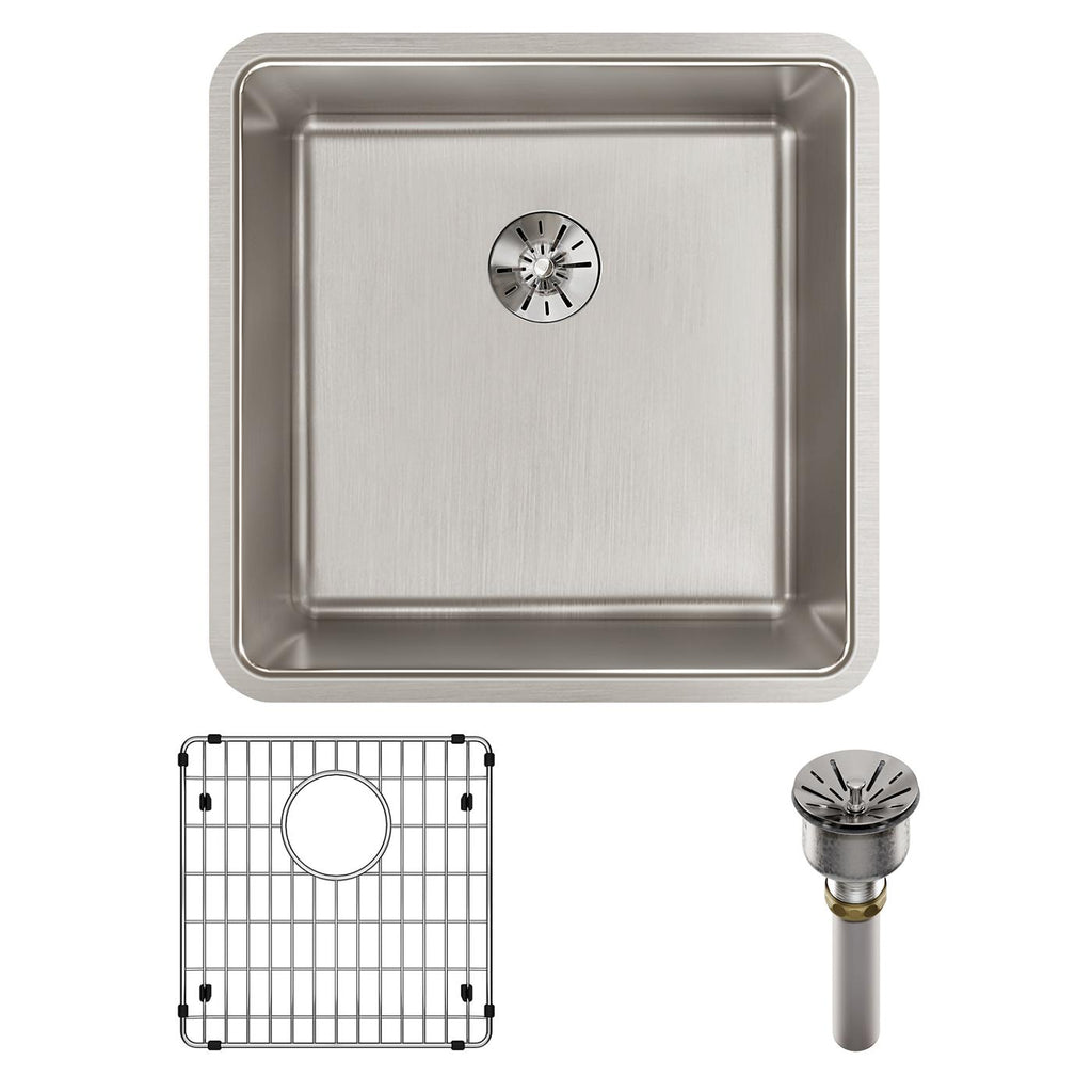 Elkay Tarja Lustertone Iconix® Calibre 16 Acero Inoxidable 18-1/2" x 18-1/2" x 9" de Un Tazón Bajo Cubierta (Kit) with Perfect Drain® — ambiente de cocina