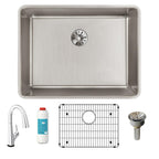Elkay Tarja Lustertone Iconix® Calibre 16 Acero Inoxidable 23-1/2" x 18-1/4" x 9" de Un Tazón Bajo Cubierta (Kit con Llave Filtrada) with Perfect Drain® — ambiente de cocina