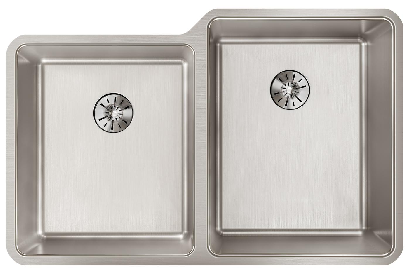 Elkay Tarja Lustertone Iconix® Calibre 16 Acero Inoxidable 31-1/4" x 20-1/2" x 9" de Dos Tazones Bajo Cubierta with Left Perfect Drain® — vista de producto