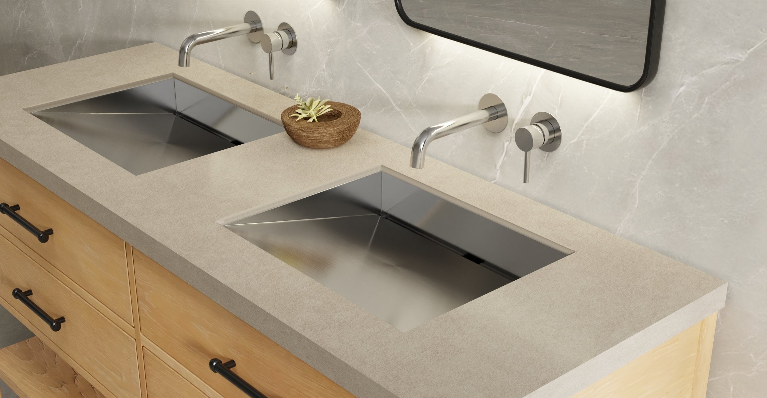 Badeloft Lavabo Bajocubierta Tipo Rampa de Acero Inoxidable ES-UB-04-M