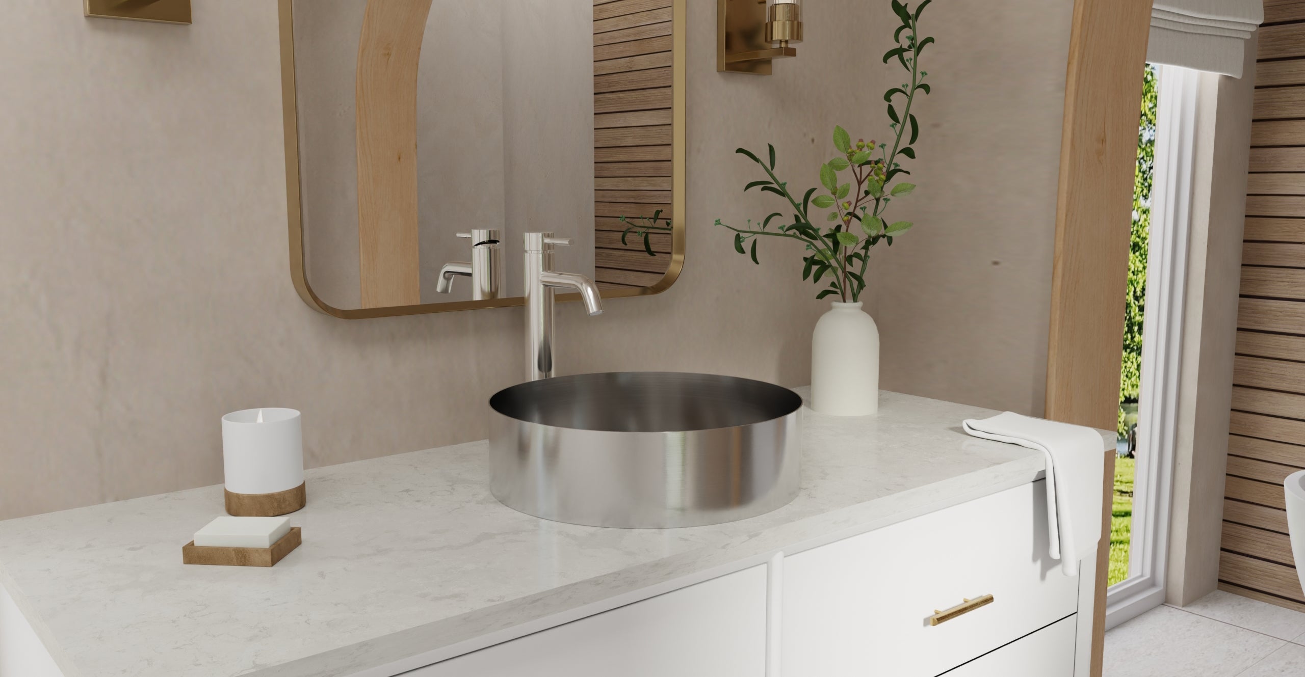 Badeloft Lavabo de Sobreponer de Acero Inoxidable ES-WB-01