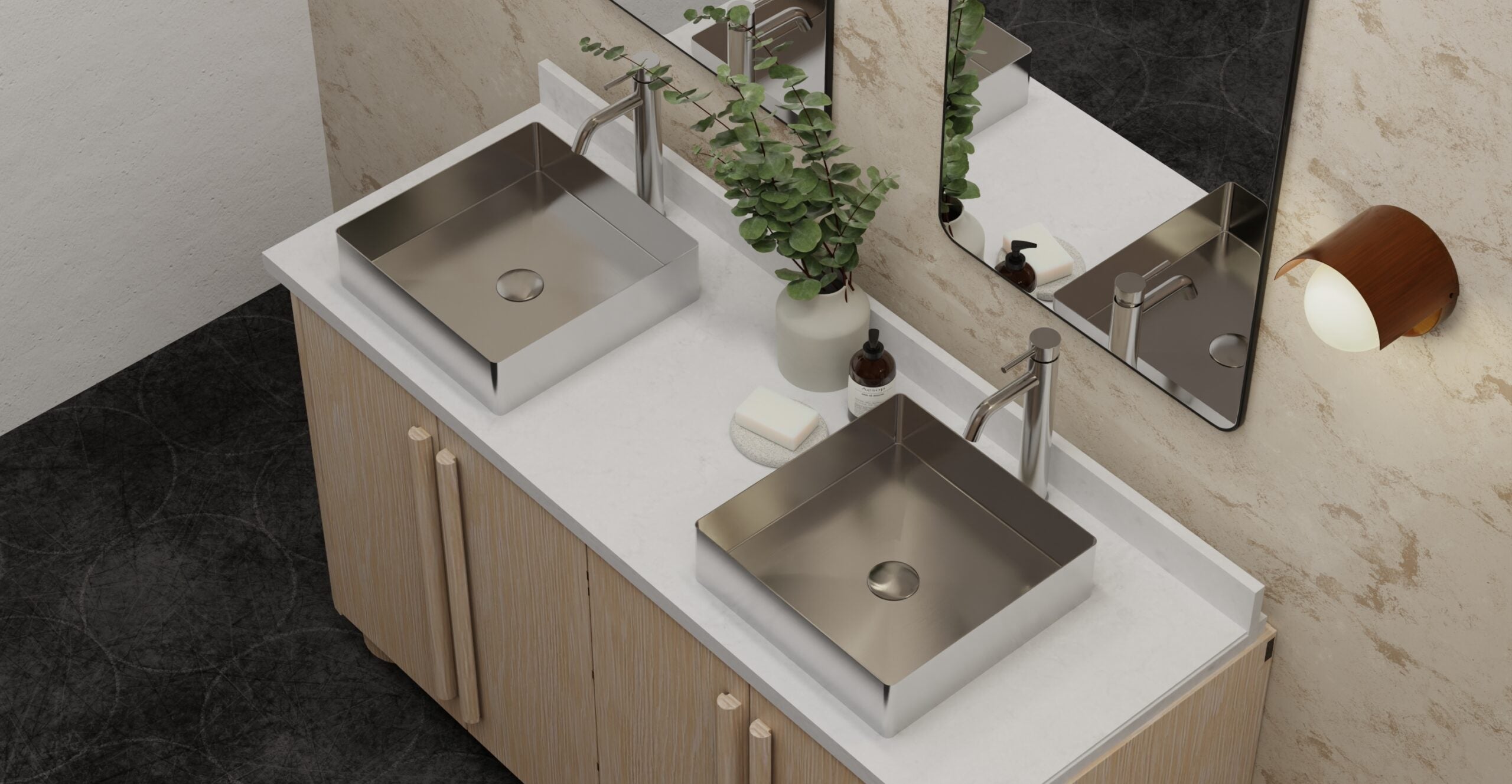 Badeloft Lavabo de Sobreponer de Acero Inoxidable ES-WB-400