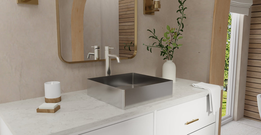 Badeloft Lavabo de Sobreponer de Acero Inoxidable ES-WB-400