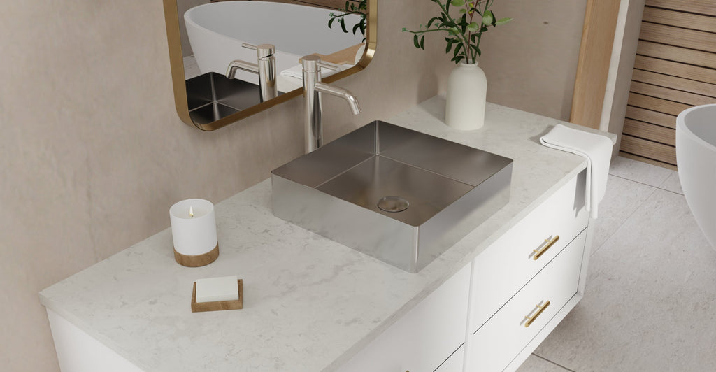 Badeloft Lavabo de Sobreponer de Acero Inoxidable ES-WB-400