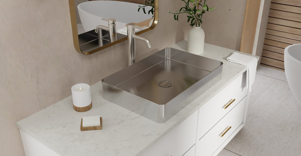 Badeloft Lavabo de Sobreponer de Acero Inoxidable ES-WB-600