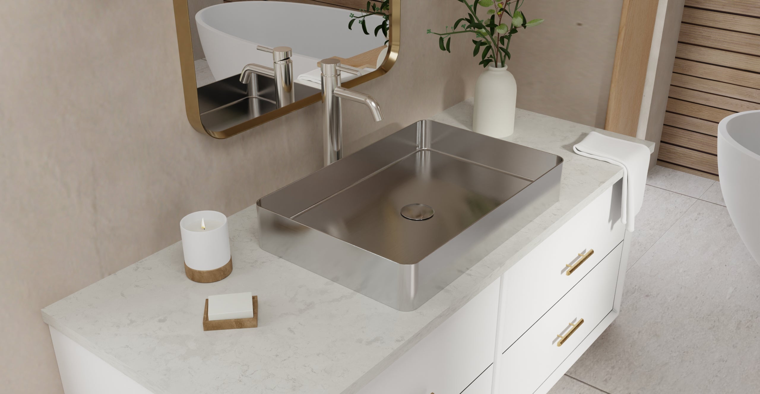 Badeloft Lavabo de Sobreponer de Acero Inoxidable ES-WB-600