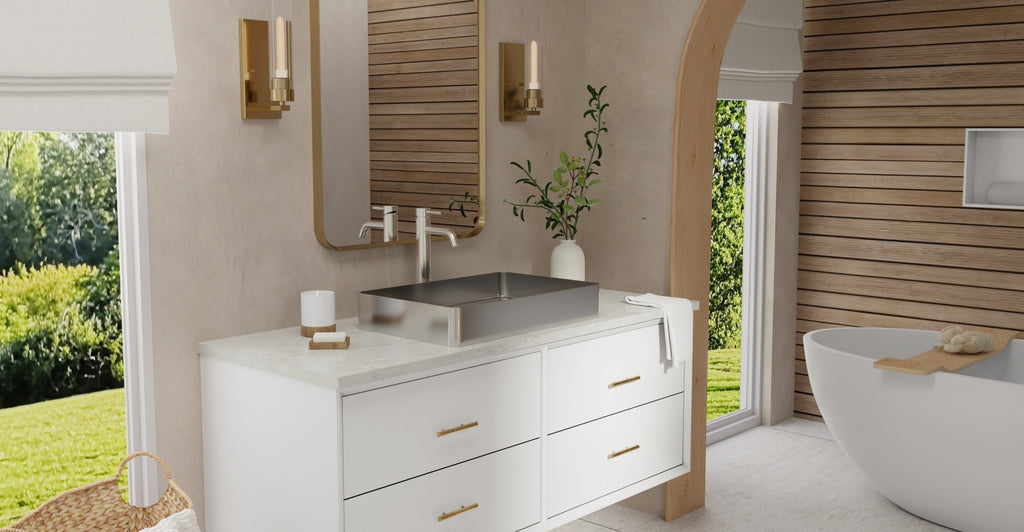 Badeloft Lavabo de Sobreponer de Acero Inoxidable ES-WB-600