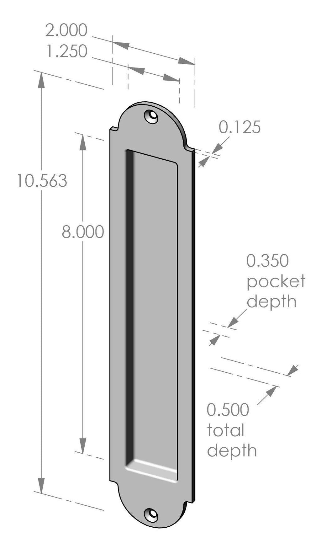 Arch Flush Pull (FP-A309) — dibujo de especificaciones y dimensiones