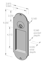 Arch Flush Pull with Cylinder (FP-A402K) — dibujo de especificaciones y dimensiones