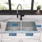 Elkay Tarja Crosstown® Calibre 18 Acero Inoxidable 33" x 22" x 9" de Dos Tazones Iguales de Doble Montaje (Kit) — ambiente de cocina