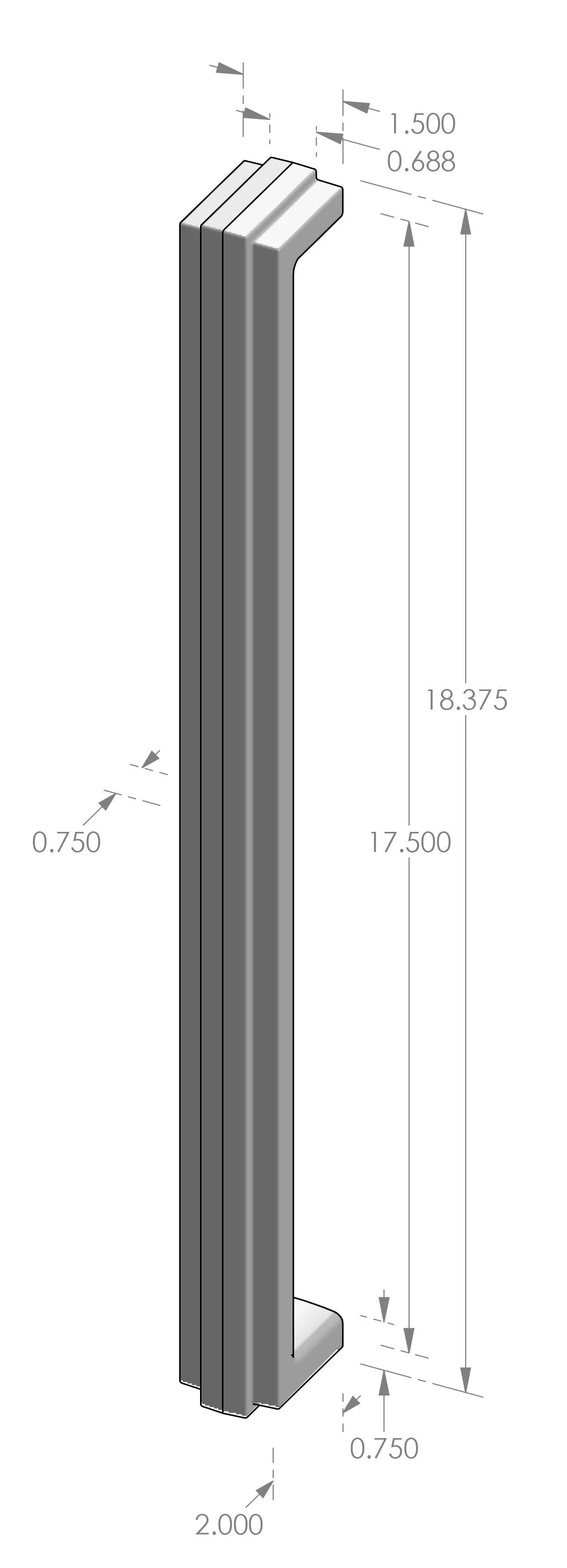 Deco Grip Handle (GH-961-18) — dibujo de especificaciones y dimensiones