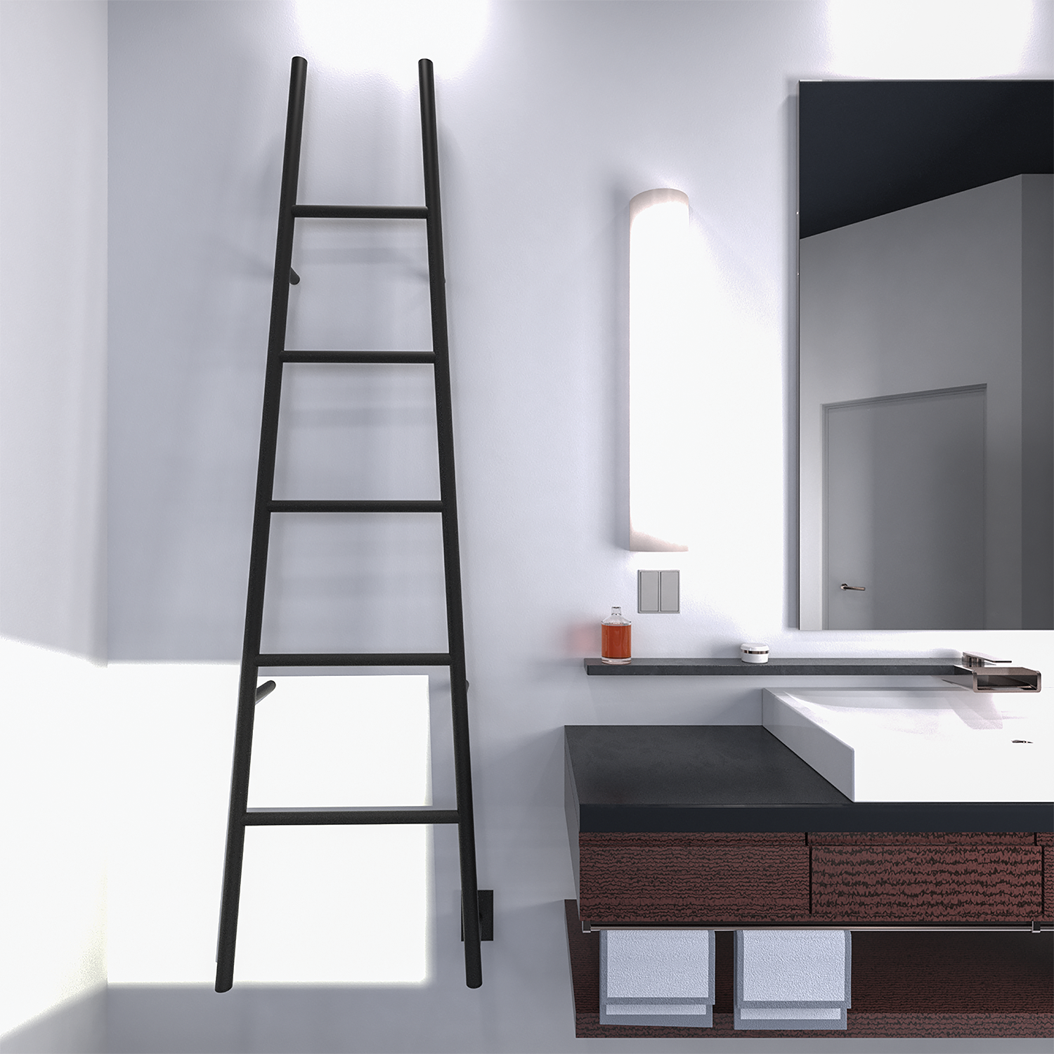 Jeeves Modelo A Escalera 5 Barras Rejilla Secadora Cableada en Níquel Satinado