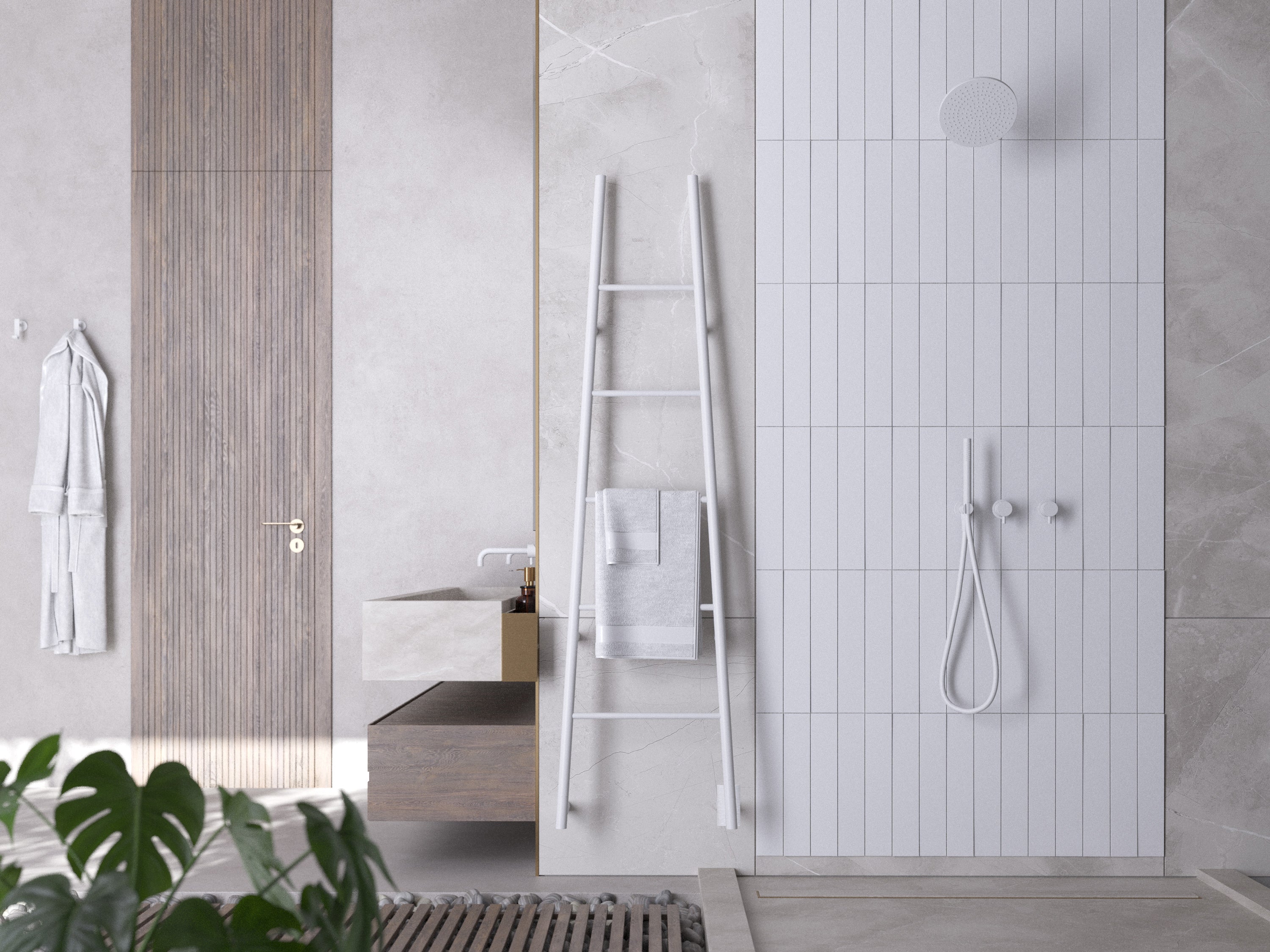 Jeeves Modelo A Escalera 5 Barras Rejilla Secadora Cableada en Níquel Satinado