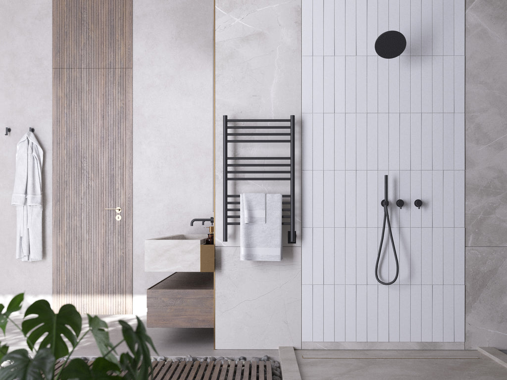 Jeeves Modelo C Recta 13 Barras Toallero Calefactor Cableado en Níquel Satinado
