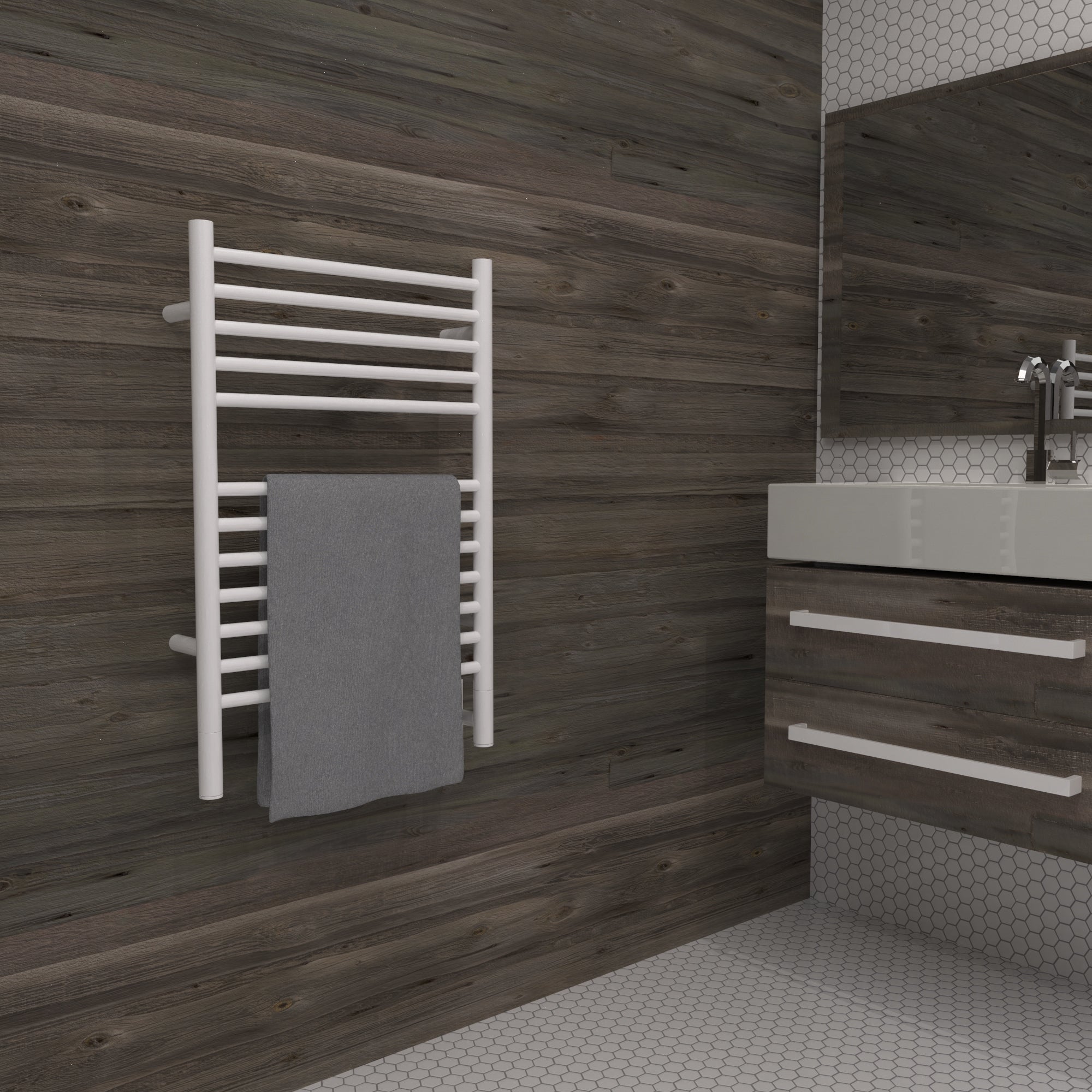Jeeves Modelo E Recta 12 Barras Toallero Calefactor Cableado en Níquel Satinado