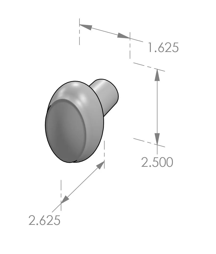 Oval Ridge Door Knob (K-215) — dibujo de especificaciones y dimensiones
