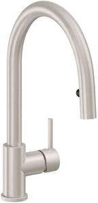 California Faucets CF Limited Llave de Cocina Extraible con Rociador de Boton Oculto - Manija de Barra - Níquel Satinado