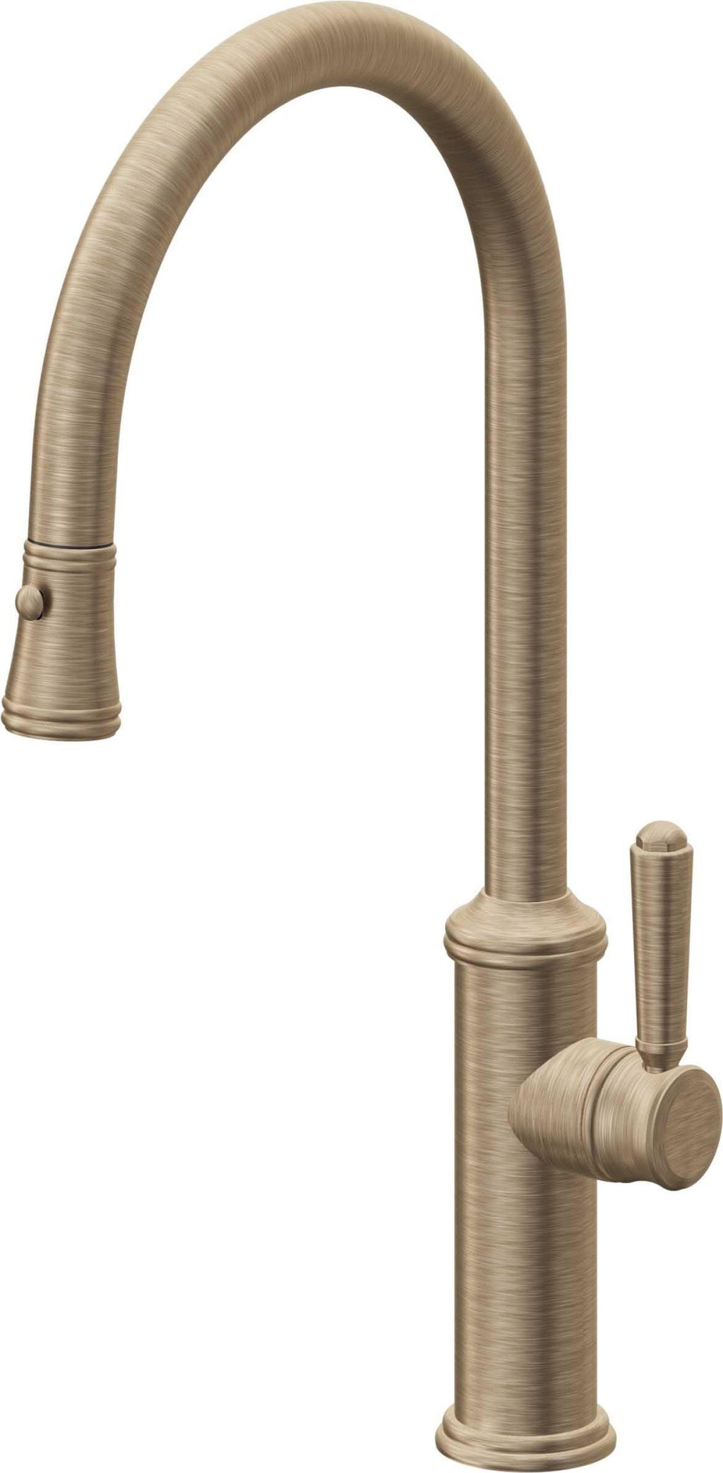 California Faucets Davoli Llave de Cocina Extraíble Tradicional - Surtidor Alto - Latón Antiguo Mate