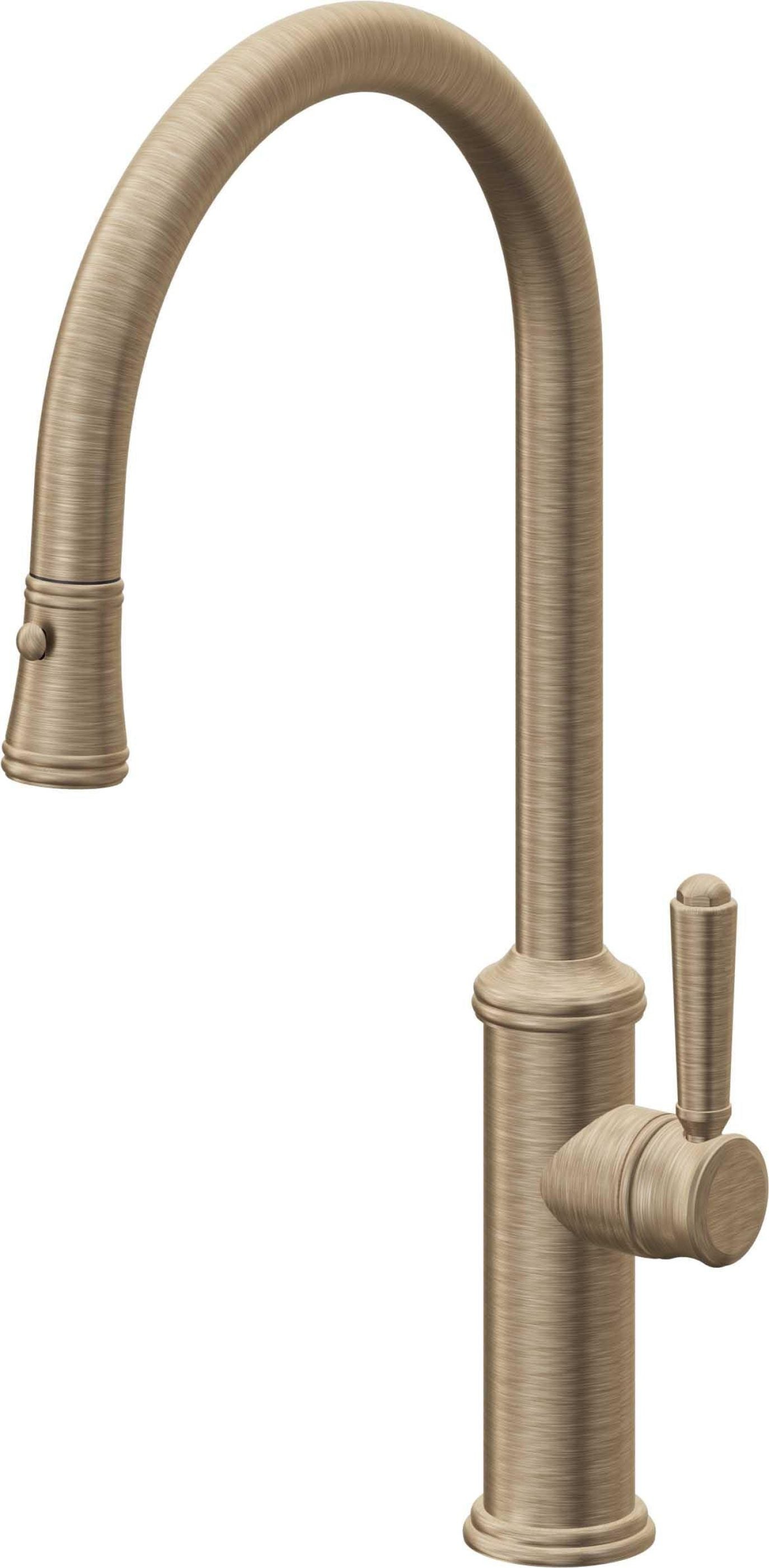 California Faucets Davoli Llave de Cocina Extraíble Tradicional - Surtidor Alto - Latón Antiguo Mate
