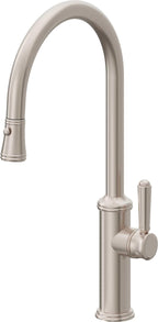 California Faucets Davoli Llave de Cocina Extraíble Tradicional - Surtidor Alto - Níquel Satinado
