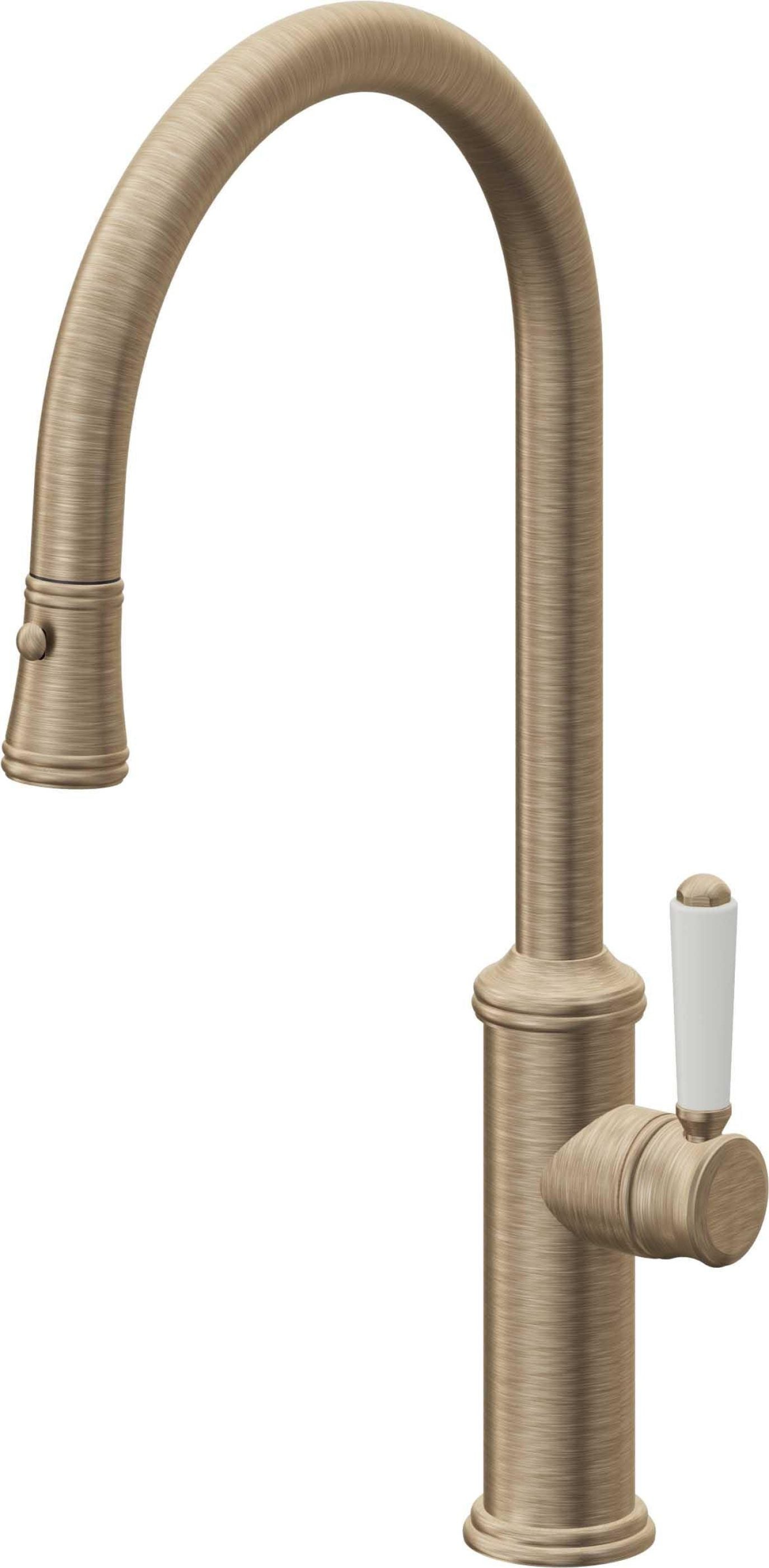 California Faucets Davoli Llave de Cocina Extraíble Tradicional - Surtidor Alto - Latón Antiguo Mate