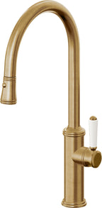 California Faucets Davoli Llave de Cocina Extraíble Tradicional - Surtidor Alto - Latón Bruñido