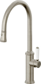 California Faucets Davoli Llave de Cocina Extraíble Tradicional - Surtidor Alto - Níquel Bruñido