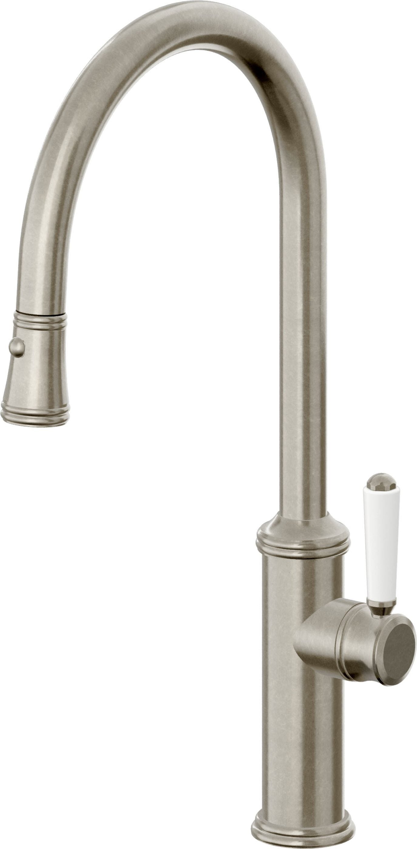 California Faucets Davoli Llave de Cocina Extraíble Tradicional - Surtidor Alto - Níquel Bruñido