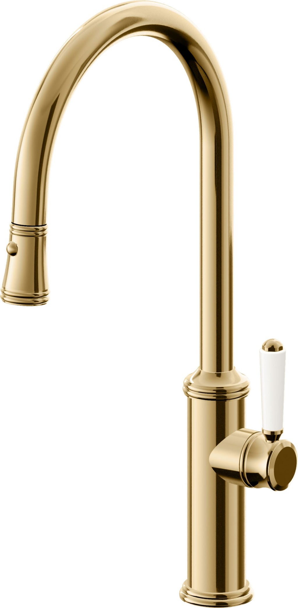 California Faucets Davoli Llave de Cocina Extraíble Tradicional - Surtidor Alto - Oro Francés