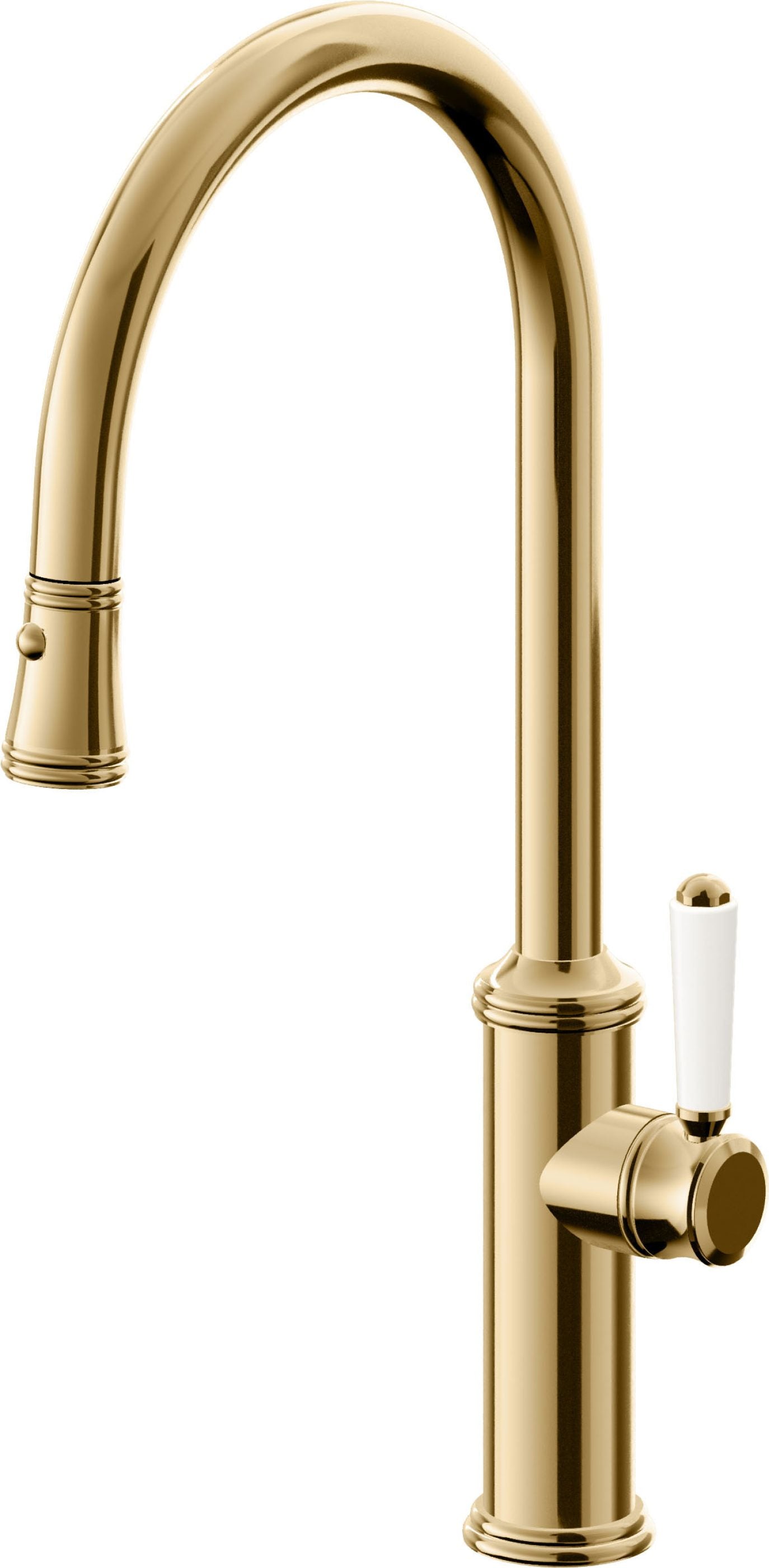 California Faucets Davoli Llave de Cocina Extraíble Tradicional - Surtidor Alto - Oro Francés