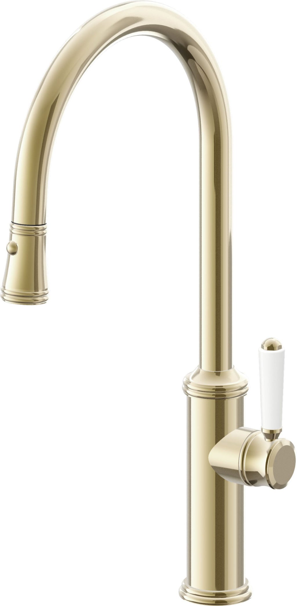 California Faucets Davoli Llave de Cocina Extraíble Tradicional - Surtidor Alto - Latón Pulido