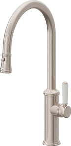 California Faucets Davoli Llave de Cocina Extraíble Tradicional - Surtidor Alto - Níquel Satinado