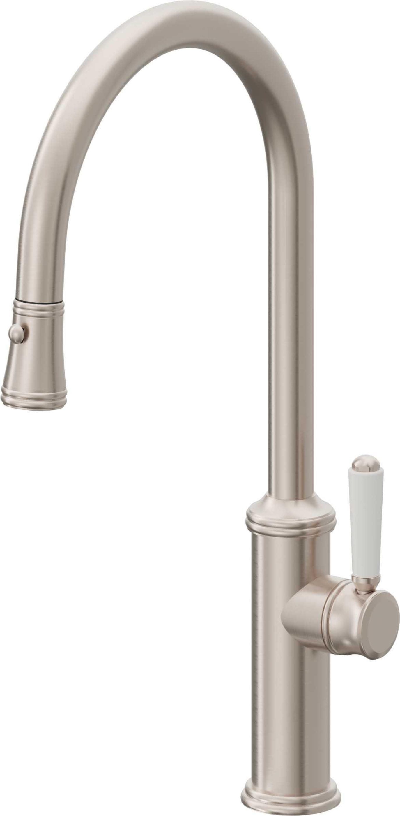 California Faucets Davoli Llave de Cocina Extraíble Tradicional - Surtidor Alto - Níquel Satinado