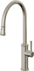 California Faucets Davoli Llave de Cocina Extraíble Tradicional - Surtidor Alto - Níquel Bruñido