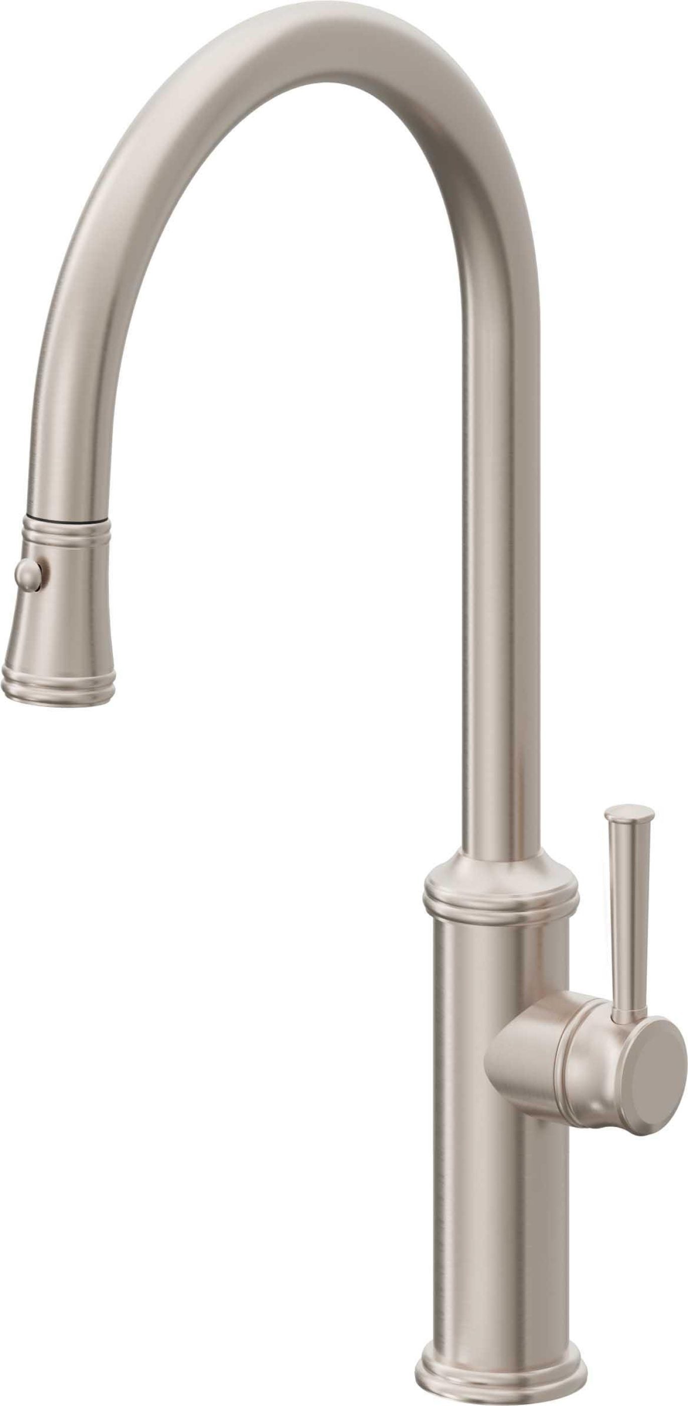 California Faucets Davoli Llave de Cocina Extraíble Tradicional - Surtidor Alto - Níquel Satinado