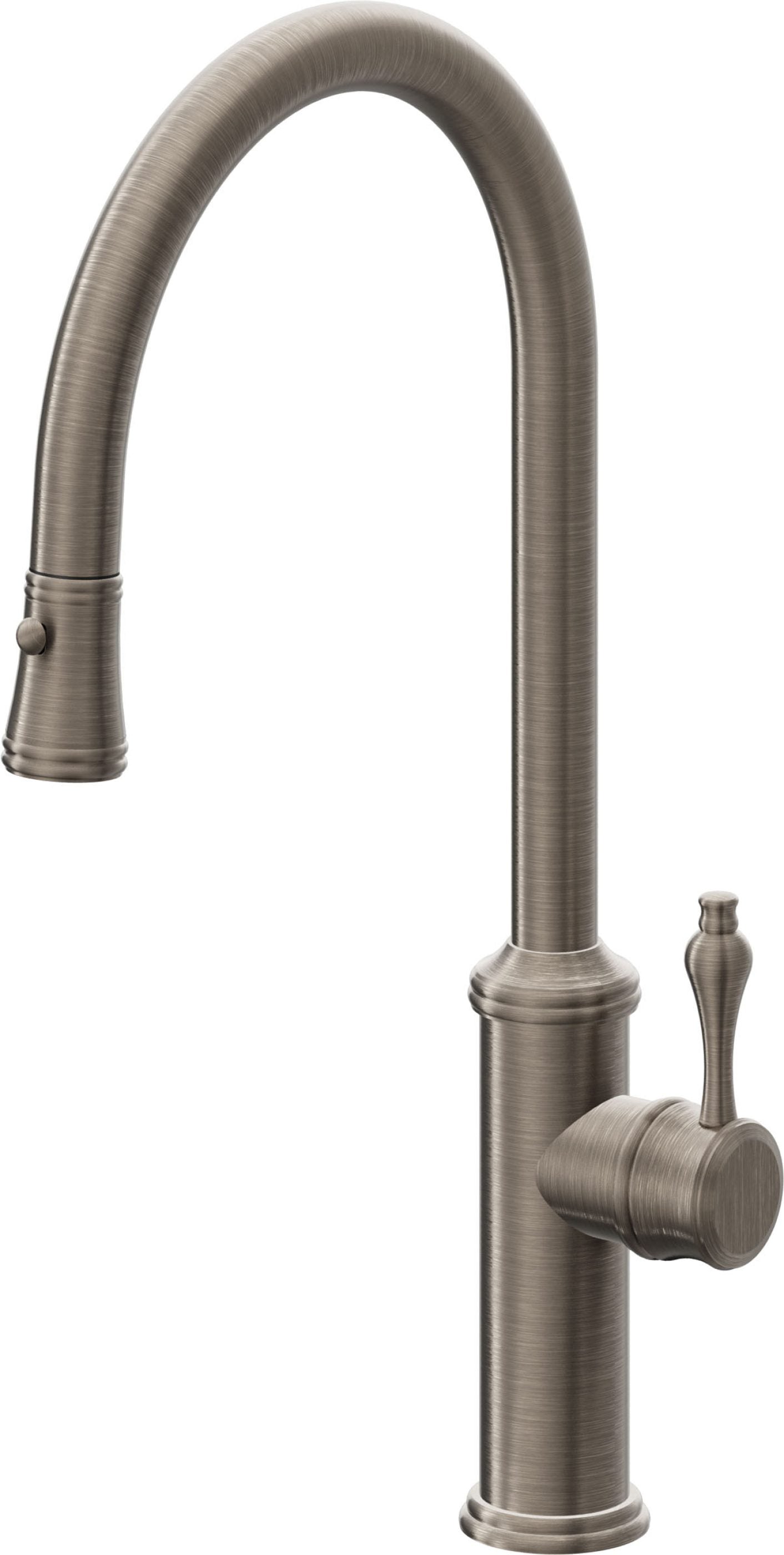 California Faucets Davoli Llave de Cocina Extraíble Tradicional - Surtidor Alto - Níquel Antiguo Mate