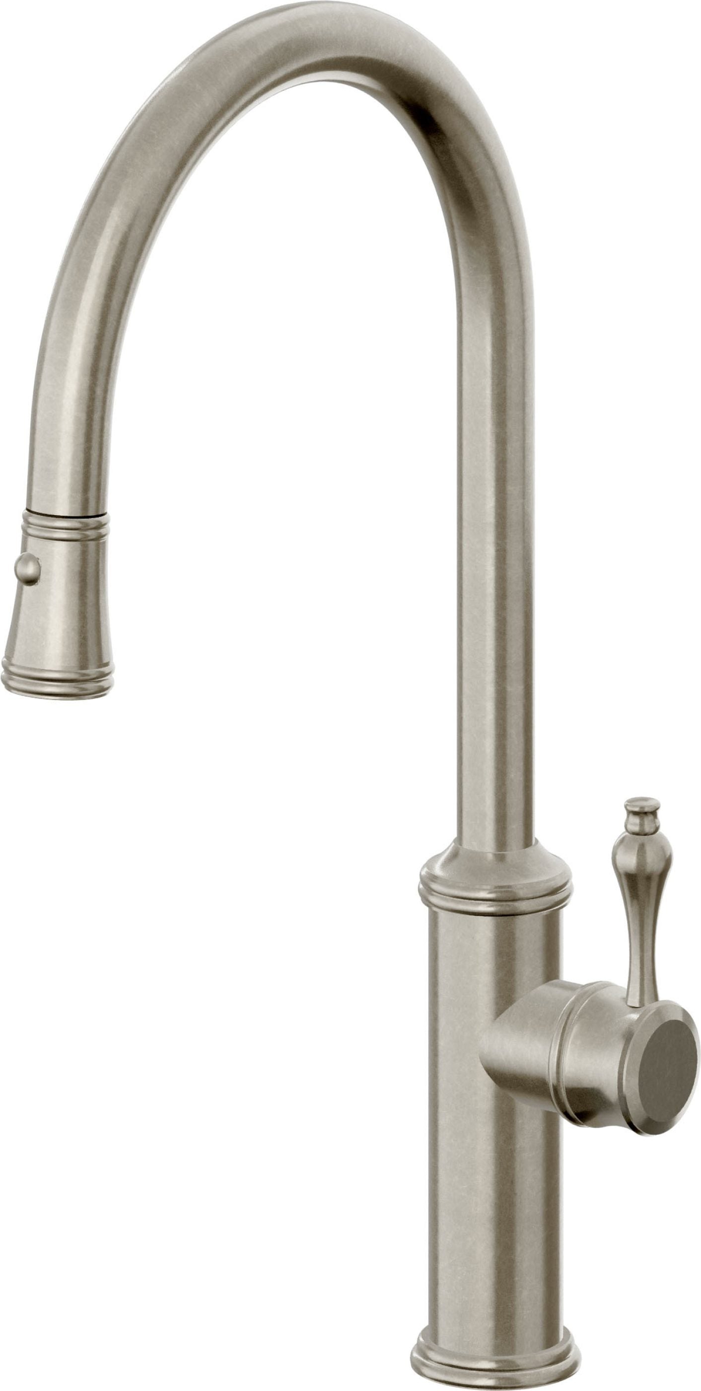 California Faucets Davoli Llave de Cocina Extraíble Tradicional - Surtidor Alto - Níquel Bruñido